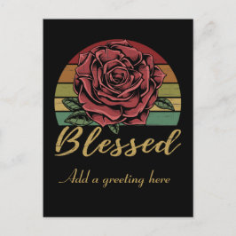Onderdruk Retro Sunset Red Rose Blessed Briefkaart