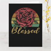 Onderdruk Retro Sunset Red Rose Blessed Kaart (Gele Bloem)