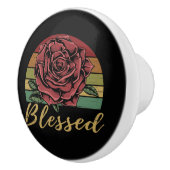 Onderdruk Retro Sunset Red Rose Blessed Keramische Knop (Rechts)