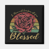 Onderdruk Retro Sunset Red Rose Blessed Magneet (Voorkant)