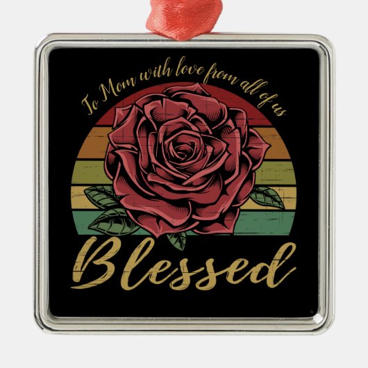 Onderdruk Retro Sunset Red Rose Blessed Metalen Ornament (Voorkant)