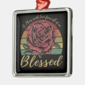 Onderdruk Retro Sunset Red Rose Blessed Metalen Ornament (Links)