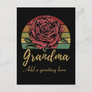 Onderdruk Retro Sunset Red Rose Grandma Briefkaart