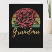 Onderdruk Retro Sunset Red Rose Grandma Kaart (Voorkant)
