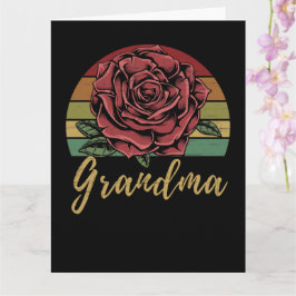 Onderdruk Retro Sunset Red Rose Grandma Kaart