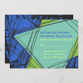 Onderdruk Stars Bar Bat Mitzvah Uitnodigingsantwoo Kaart (Voorkant / Achterkant)