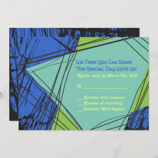 Onderdruk Stars Bar Bat Mitzvah Uitnodigingsantwoo Kaart (Voorkant / Achterkant)