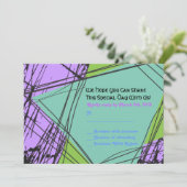 Onderdruk Stars Bar Bat Mitzvah Uitnodigingsantwoo Kaart (Staand voorkant)