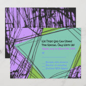 Onderdruk Stars Bar Bat Mitzvah Uitnodigingsantwoo Kaart (Voorkant / Achterkant)