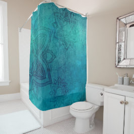 Onderdruk Turquoise Blue Mandala Design Douchegordijn