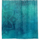 Onderdruk Turquoise Blue Mandala Design Douchegordijn (Voorkant)