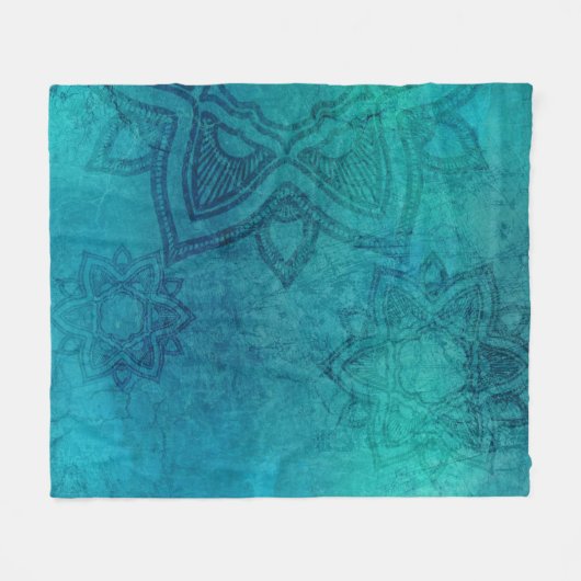 Onderdruk Turquoise Blue Mandala Fleece Deken (Voorkant (Horizontaal))