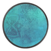 Onderdruk Turquoise Mandala Hockey Puck (Voorkant)