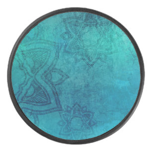Onderdruk Turquoise Mandala Hockey Puck