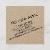 Onderdruk vinylrecord vierkante visitekaartje (Achterkant)