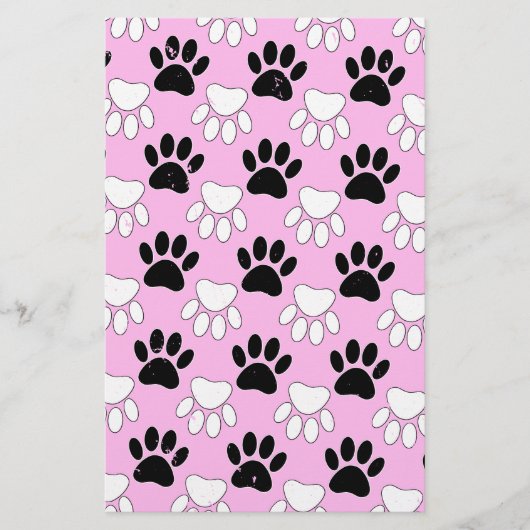 Onderdruk zwart en wit peuters op roze achtergrond briefpapier (Voorkant)