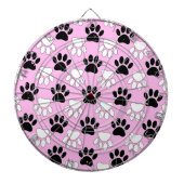 Onderdruk zwart en wit peuters op roze achtergrond dartbord (Voorkant)