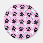 Onderdruk zwart en wit peuters op roze achtergrond magneet (Voorkant)