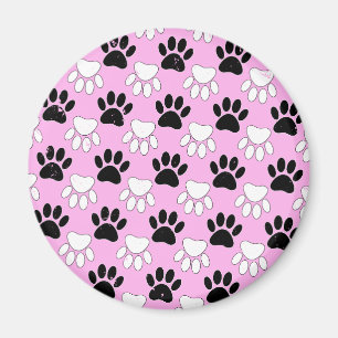 Onderdruk zwart en wit peuters op roze achtergrond magneet