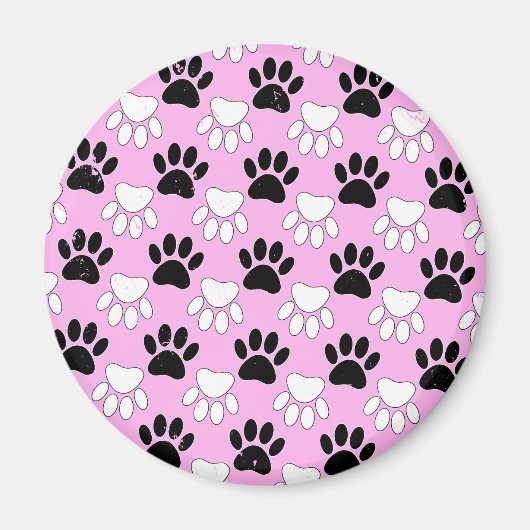 Onderdruk zwart en wit peuters op roze achtergrond magneet (Voorkant)