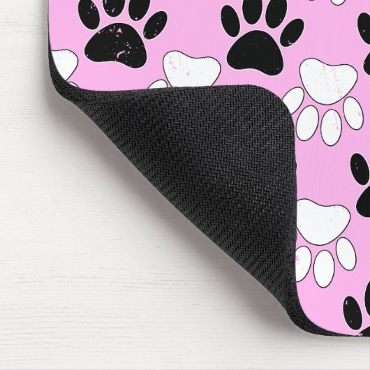 Onderdruk zwart en wit peuters op roze achtergrond muismat (Hoek)