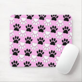 Onderdruk zwart en wit peuters op roze achtergrond muismat (Met muis)