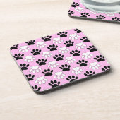 Onderdruk zwart en wit peuters op roze achtergrond onderzetter (Linkerzijde)