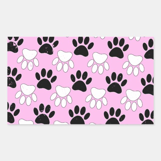 Onderdruk zwart en wit peuters op roze achtergrond rechthoekige sticker (Voorkant)