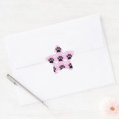 Onderdruk zwart en wit peuters op roze achtergrond ster sticker (Envelop)