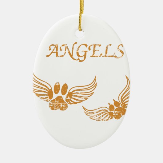 Onderdrukkende Angel Pet Paws Keramisch Ornament (Voorkant)