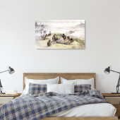 Onderdrukking van een kamp bezet door Homo habilis Canvas Afdruk (Insitu (Slaapkamer))