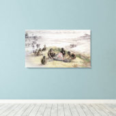 Onderdrukking van een kamp bezet door Homo habilis Canvas Afdruk (Insitu (Houten vloer))