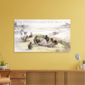 Onderdrukking van een kamp bezet door Homo habilis Canvas Afdruk (Insitu (Woonkamer))
