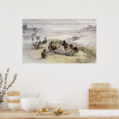 Onderdrukking van een kamp bezet door Homo habilis Poster (Keuken)