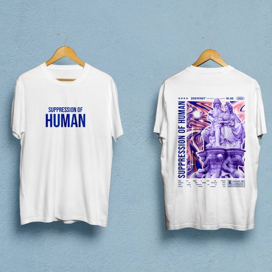 Onderdrukking van Human front en back streetwear T-shirt