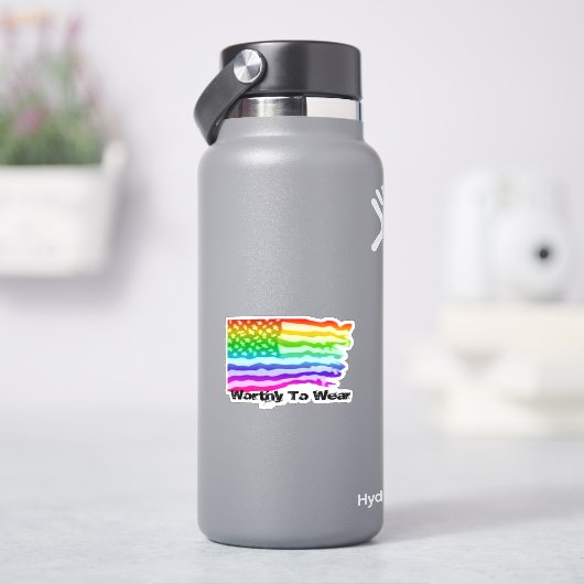 Onderdrukte Amerikaanse vlag - regenboog - Draag Sticker (HydroFlask)