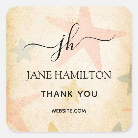 Onderdrukte sterren Dank je vierkante sticker (Voorkant)