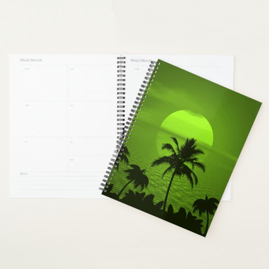 Ondergaande zon Groene Tropen Palm Beach Planner (Display)