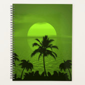 Ondergaande zon Groene Tropen Palm Beach Planner (Voorkant)