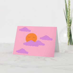 Ondergaande zon met wolken: Anjer Roze Blank Kaart