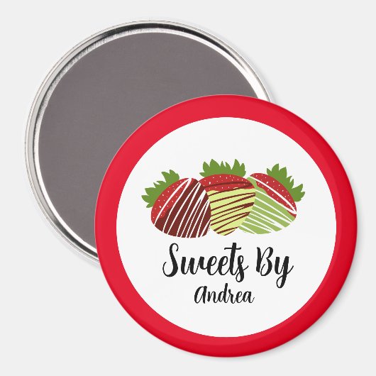 Ondergedompelde chocolade Aardbeien Sweets Shop Magneet (Voorkant / Achterkant)