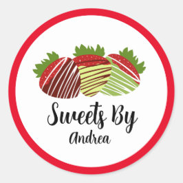 Ondergedompelde chocolade Aardbeien Sweets Shop Ronde Sticker