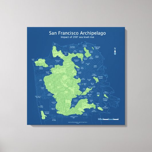 Ondergedompelde straten van San Francisco-24 "x24" Canvas Afdruk (Voorkant)