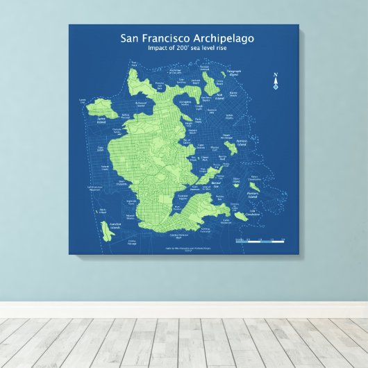 Ondergedompelde straten van San Francisco-24 "x24" Canvas Afdruk (Insitu (Houten vloer))