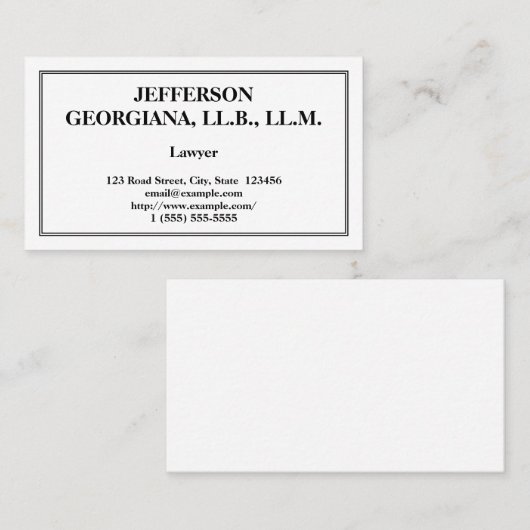 Ondergenoemd Visitekaartje van advocaat (Voorkant / Achterkant)