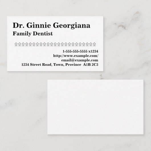 Ondergenoemd Visitekaartje voor familiedentist (Voorkant / Achterkant)