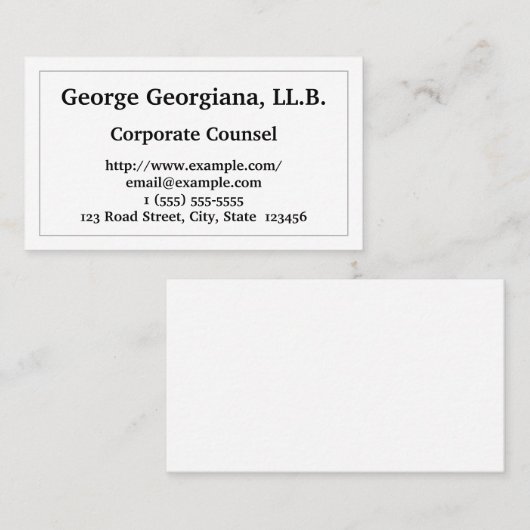 Ondergewaardeerd Corporate Counsel Visitekaartje (Voorkant / Achterkant)