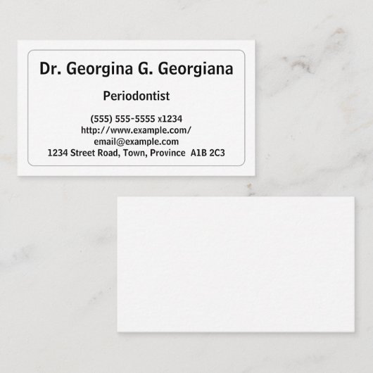 Ondergewaardeerd parodontistisch Visitekaartje (Voorkant / Achterkant)
