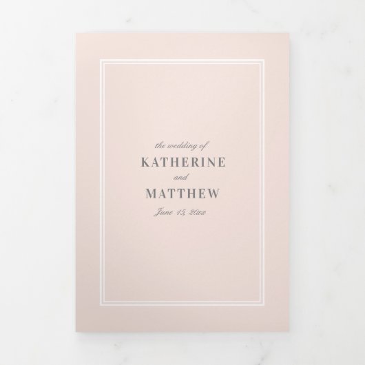 Ondergewaardeerde elegantie Blush Pink All-in-One Drieluik Uitnodiging (Cover)