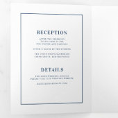 Ondergewaardeerde elegantie Navy Blue All-in-One W Drieluik Uitnodiging (Binnenzijde eerst)